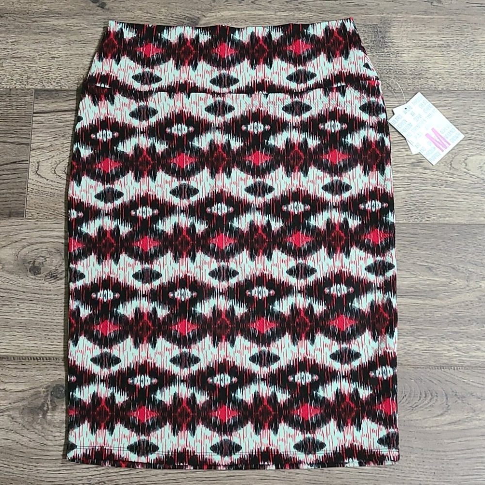 Mint, Red, and Black Printed LuLaRoe Cassie Skirt